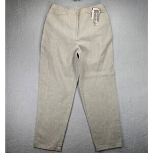 Jones New York Sport Linen Pants Womens 16 Tapered Beige High Rise NWT Old Stock